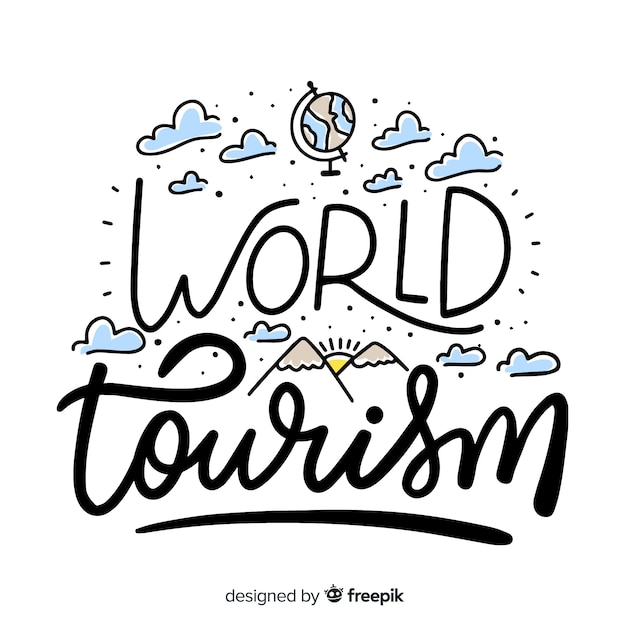 World tourism day lettering background