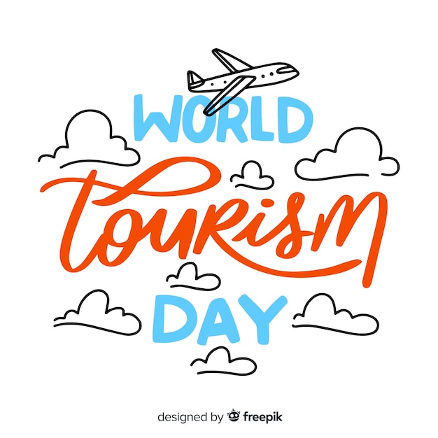 World tourism day lettering background