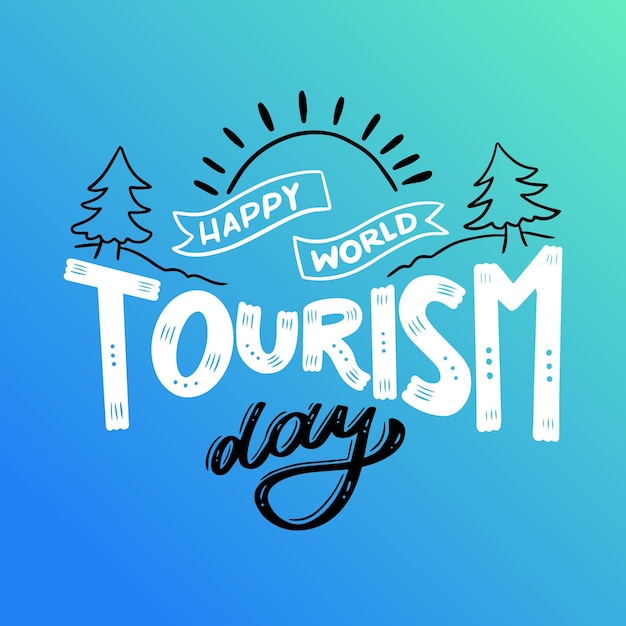 World tourism day lettering concept