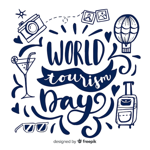 Free Vector world tourism day lettering