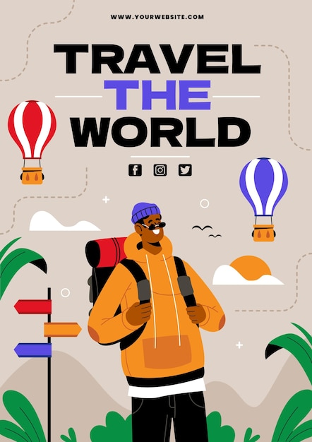 Free vector world tourism day vertical poster template