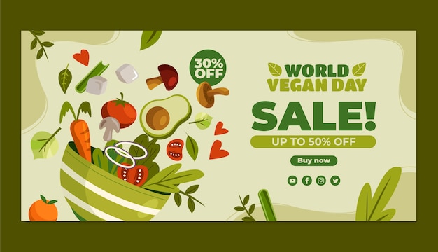 World vegan day horizontal banner template