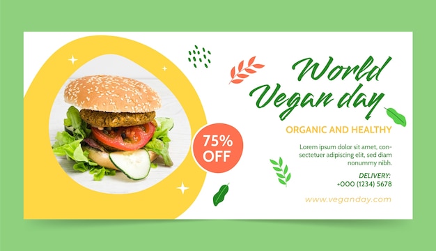 World vegan day horizontal sale banner template