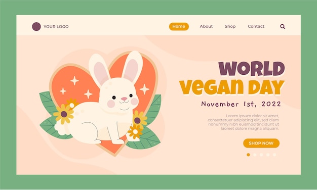 Free Vector world vegan day landing page template