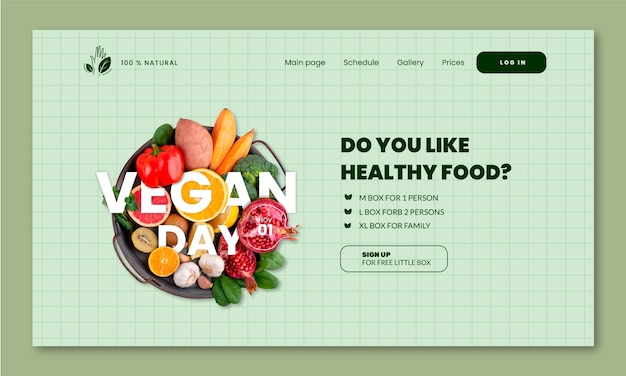 Free Vector world vegan day landing page template