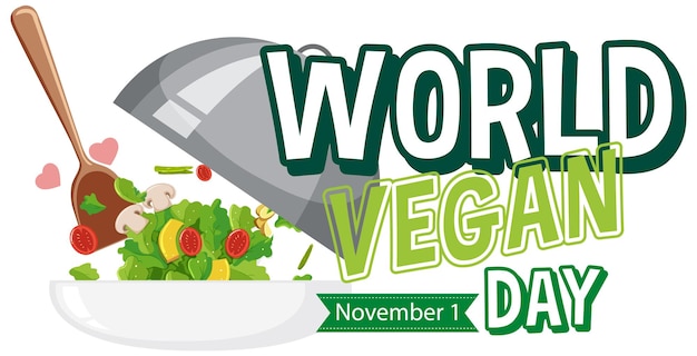 Free Vector world vegan day logo concept