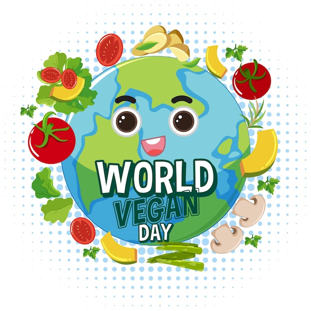 Free vector world vegan day logo concept