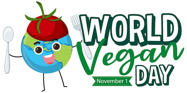 Free Vector world vegan day logo concept