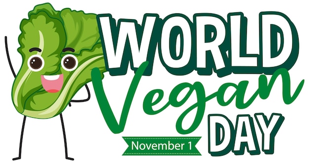 Free Vector world vegan day logo concept