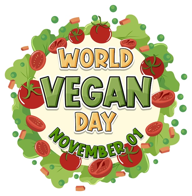 Free Vector world vegan day logo design