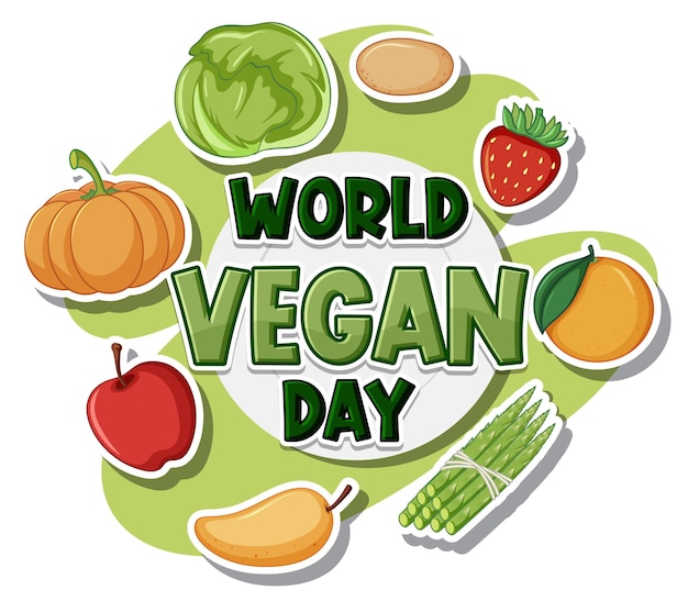 Free vector world vegan day logo design