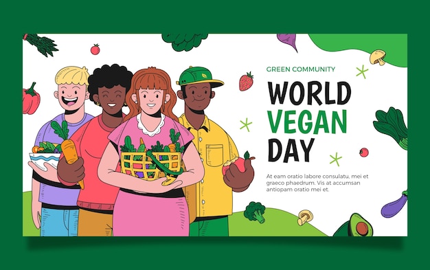 Free Vector world vegan day social media post template