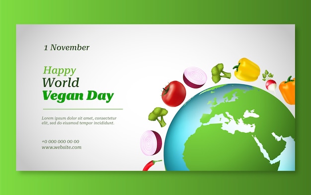 Free Vector world vegan day social media promo template