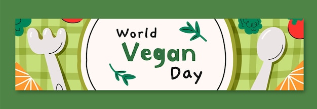 Free Vector world vegan day twitch banner template