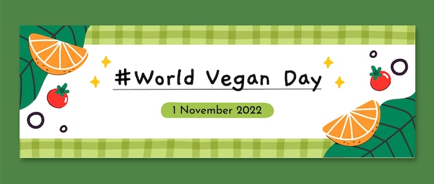 Free Vector world vegan day twitter header template