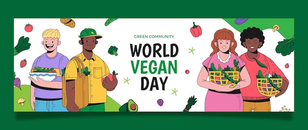 Free Vector world vegan day twitter header template