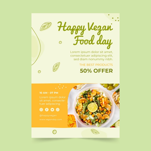 World vegan day vertical poster template