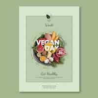 Free vector world vegan day vertical poster template