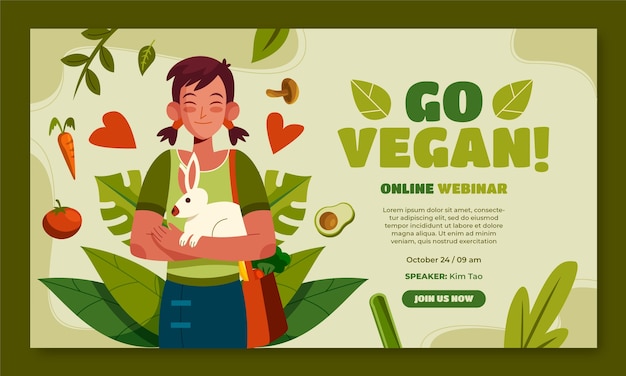 Free Vector world vegan day webinar template