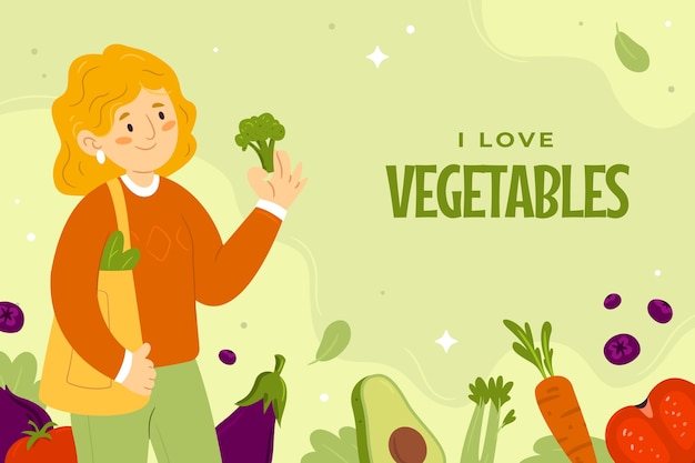 World vegetarian day hand drawn flat background