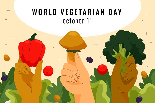 World vegetarian day hand drawn flat background