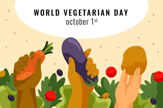 World vegetarian day hand drawn flat background