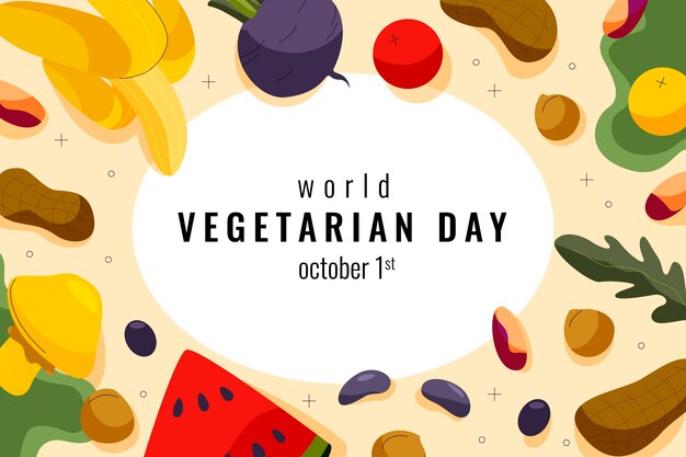 World vegetarian day hand drawn flat background