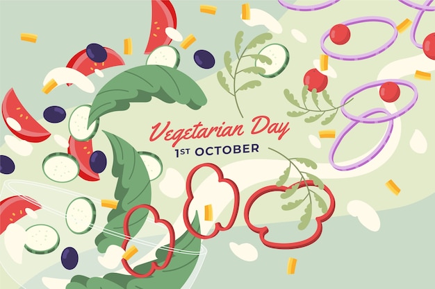 Free Vector world vegetarian day hand drawn flat illustration