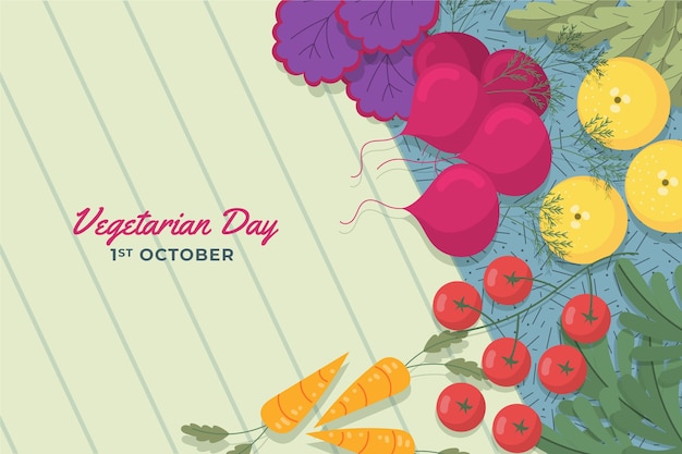 Free Vector world vegetarian day hand drawn flat illustration