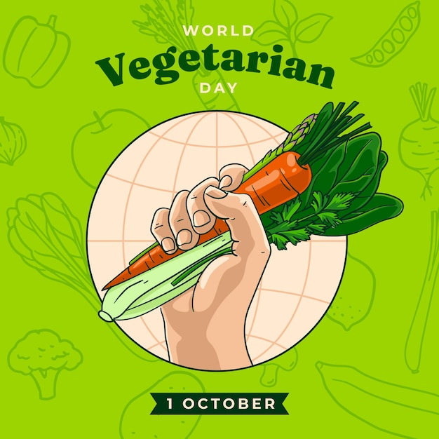 World vegetarian day hand drawn illustration