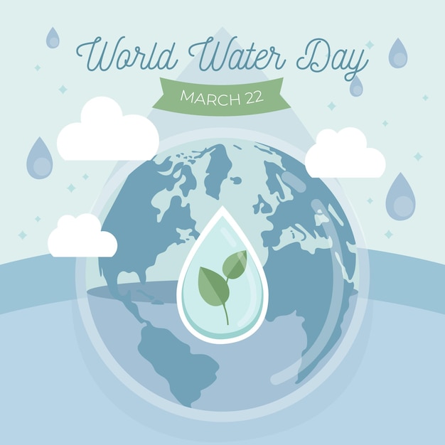 Free vector world water day illustration with planet and water drop