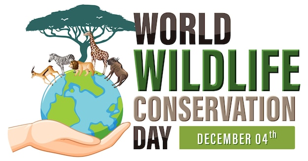 Free vector world wildlife conservation day banner design