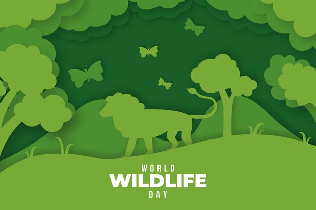 World wildlife day illustration in paper style