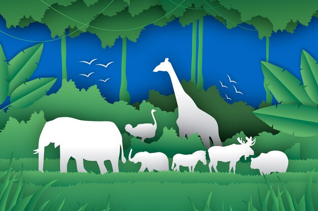 World wildlife day illustration in paper style