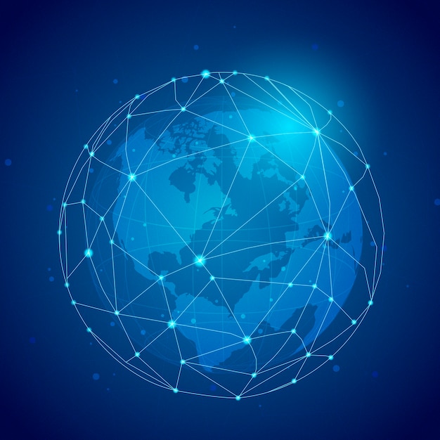 Free vector worldwide connection blue background illustration