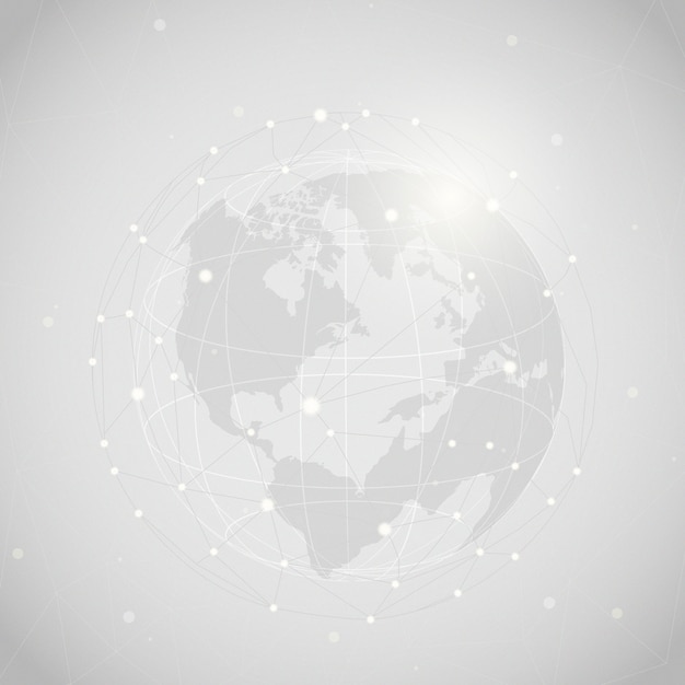 Free Vector worldwide connection gray background illustration vector