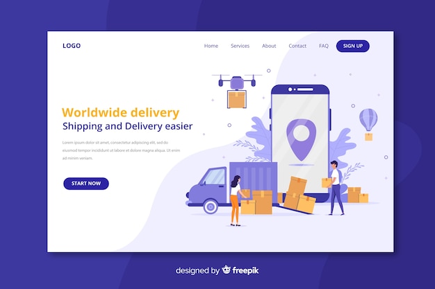 Worldwide delivery landing page