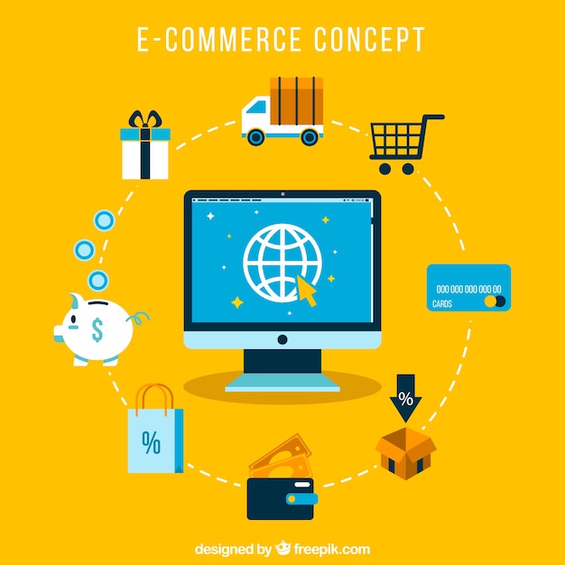 Free Vector worldwide e-commerce concept