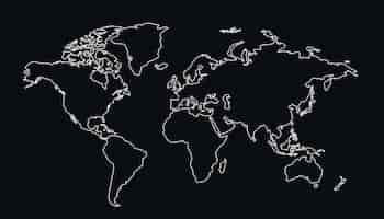 Free vector worldwide global map outline on black background