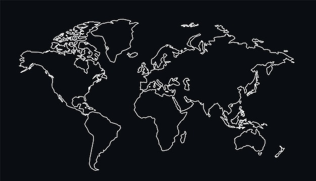 Free Vector worldwide global map outline on black background