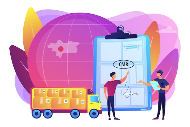 Free Vector worldwide logistics and distribution contract illustration