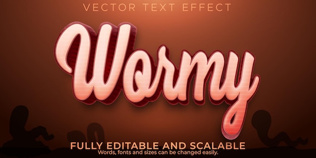 Free Vector wormy text effect, editable garden and biology text style