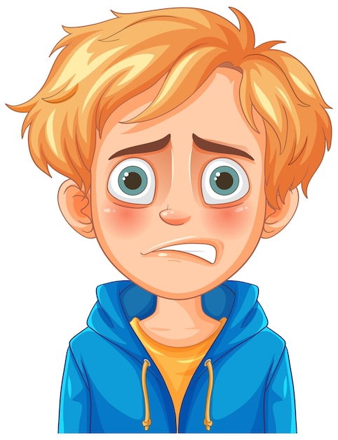 Worried Boy Cartoon Illustration