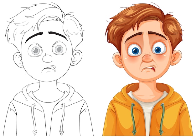 Worried Boy in Hoodie