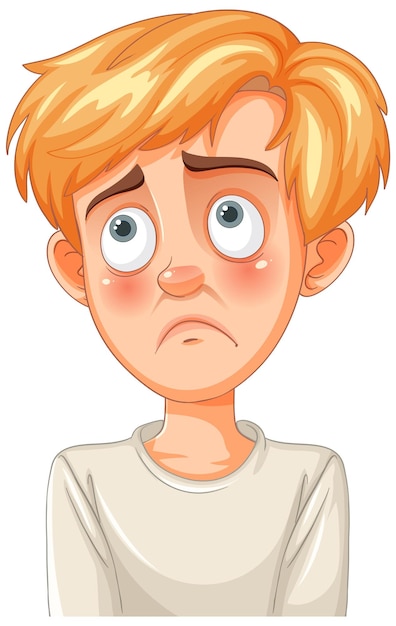 Free Vector worried boy with blonde hair