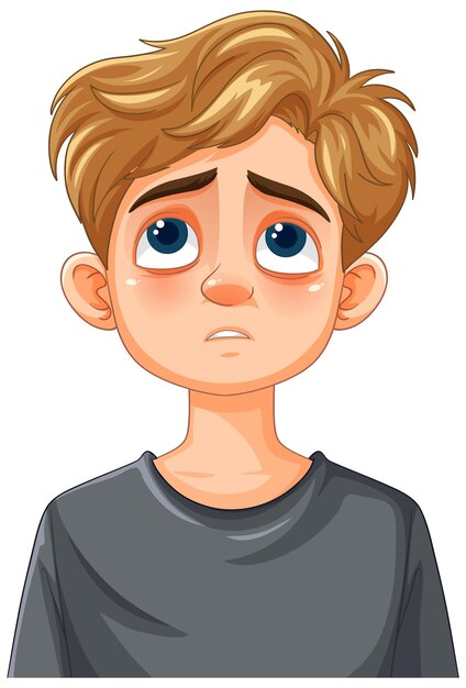 Worried Boy with Sad Expression