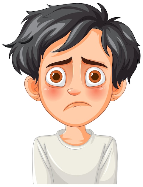 Free Vector worried boy with sad expression