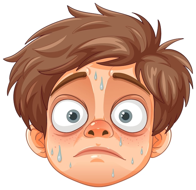 Worried Boy with Sweaty Face