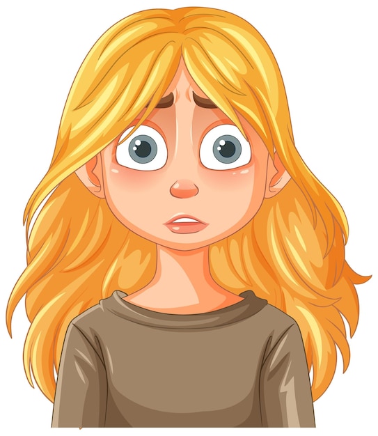 Free Vector worried girl with blonde hair