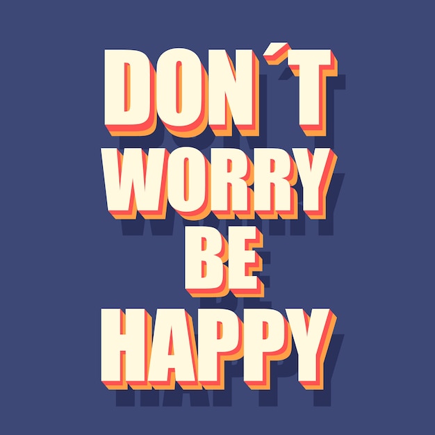 Free Vector don't worry be happy quote 70s style